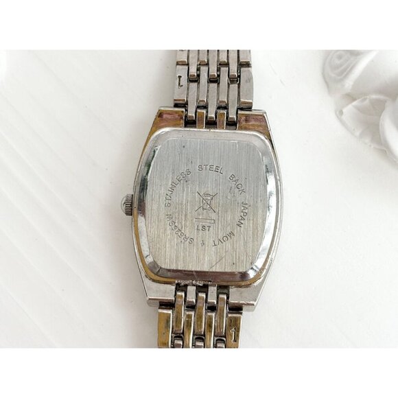 Silver Toned Rounded Bezel Rhinestone Bracelet Vintage Wristwatch 18mm - WORKS! - Picture 6 of 7